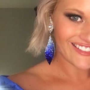 STEPHANIE SOMERS earrings 4 inch BLUE OMBRÉ